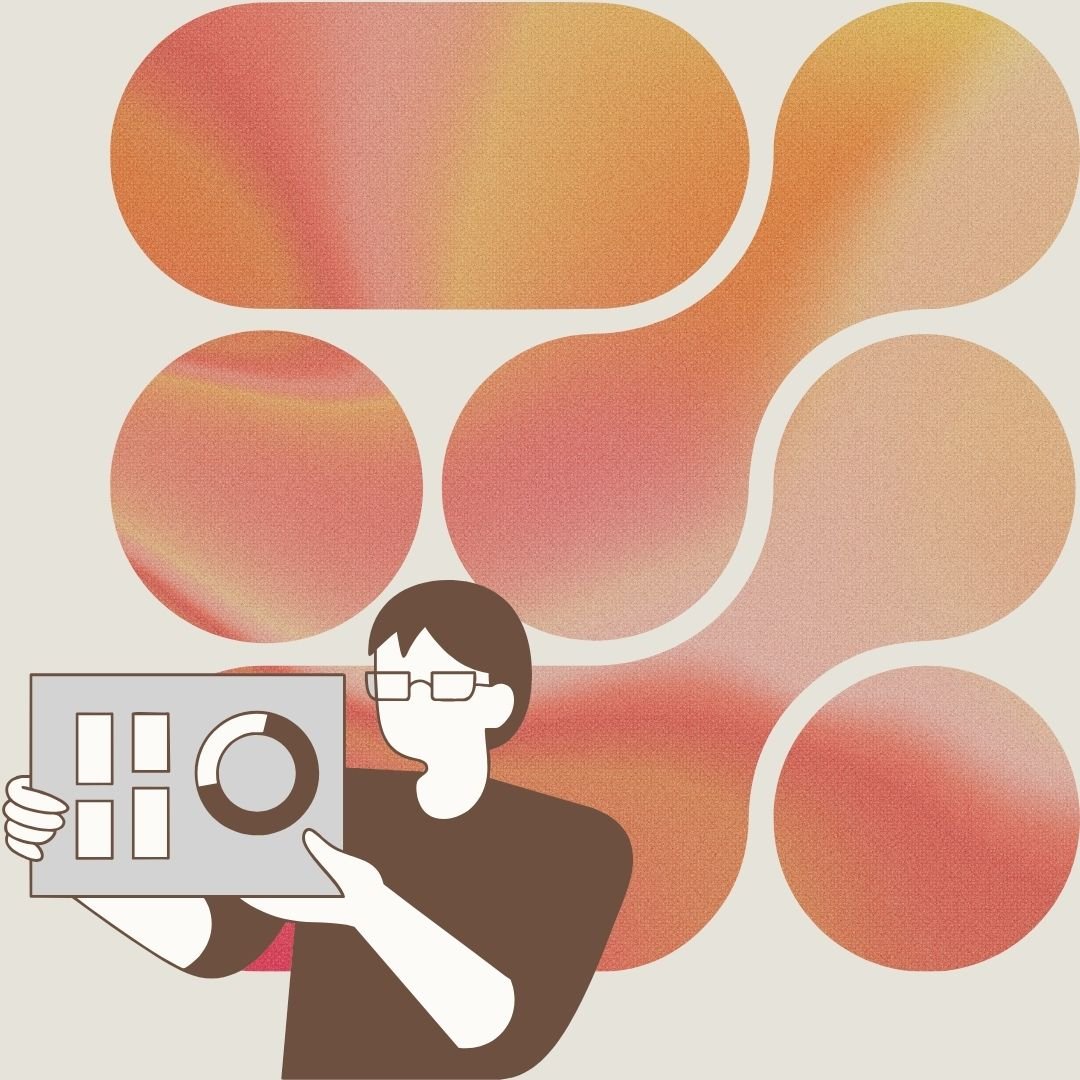 graphic of person holding a pie chart