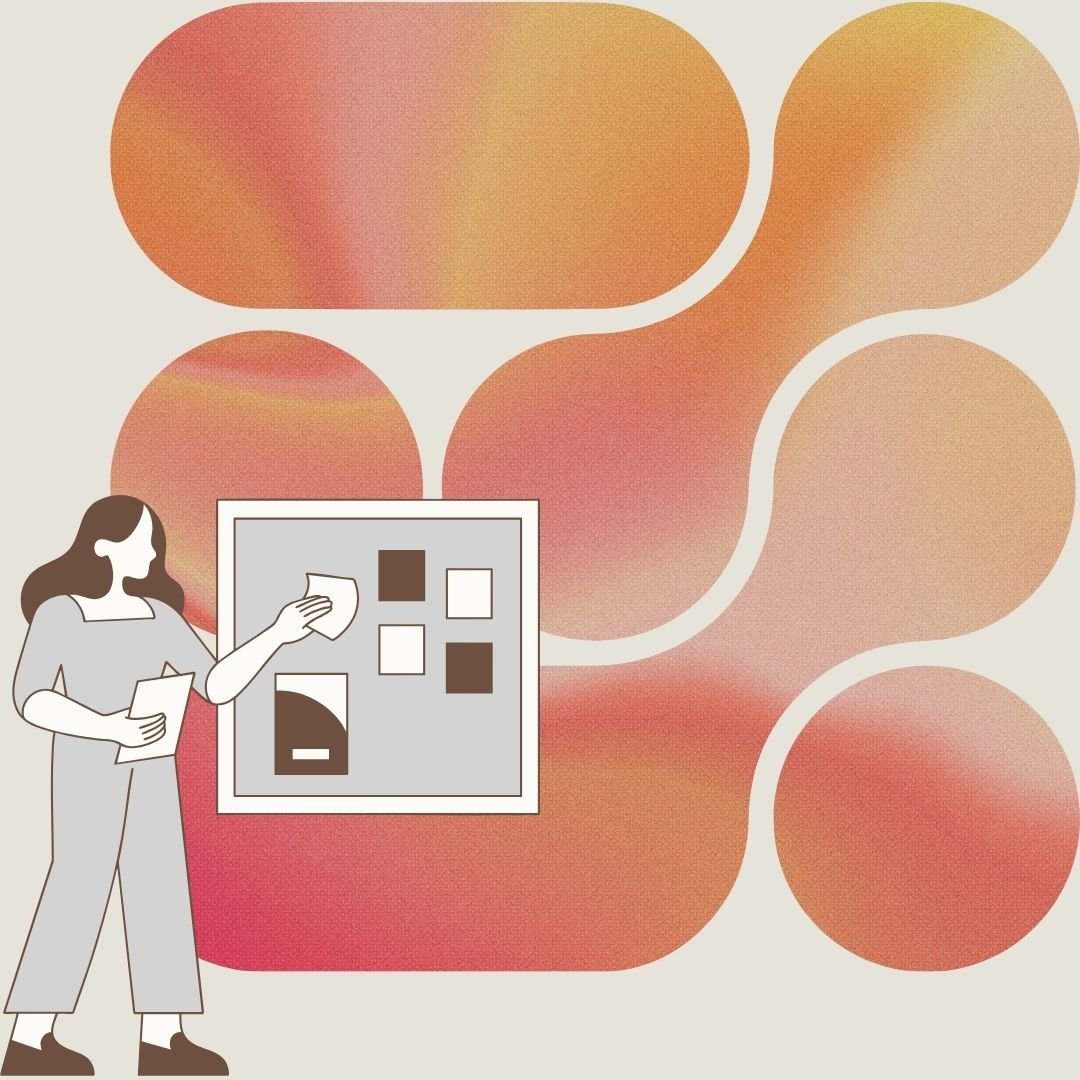 graphic of a person putting things on a bulletin board
