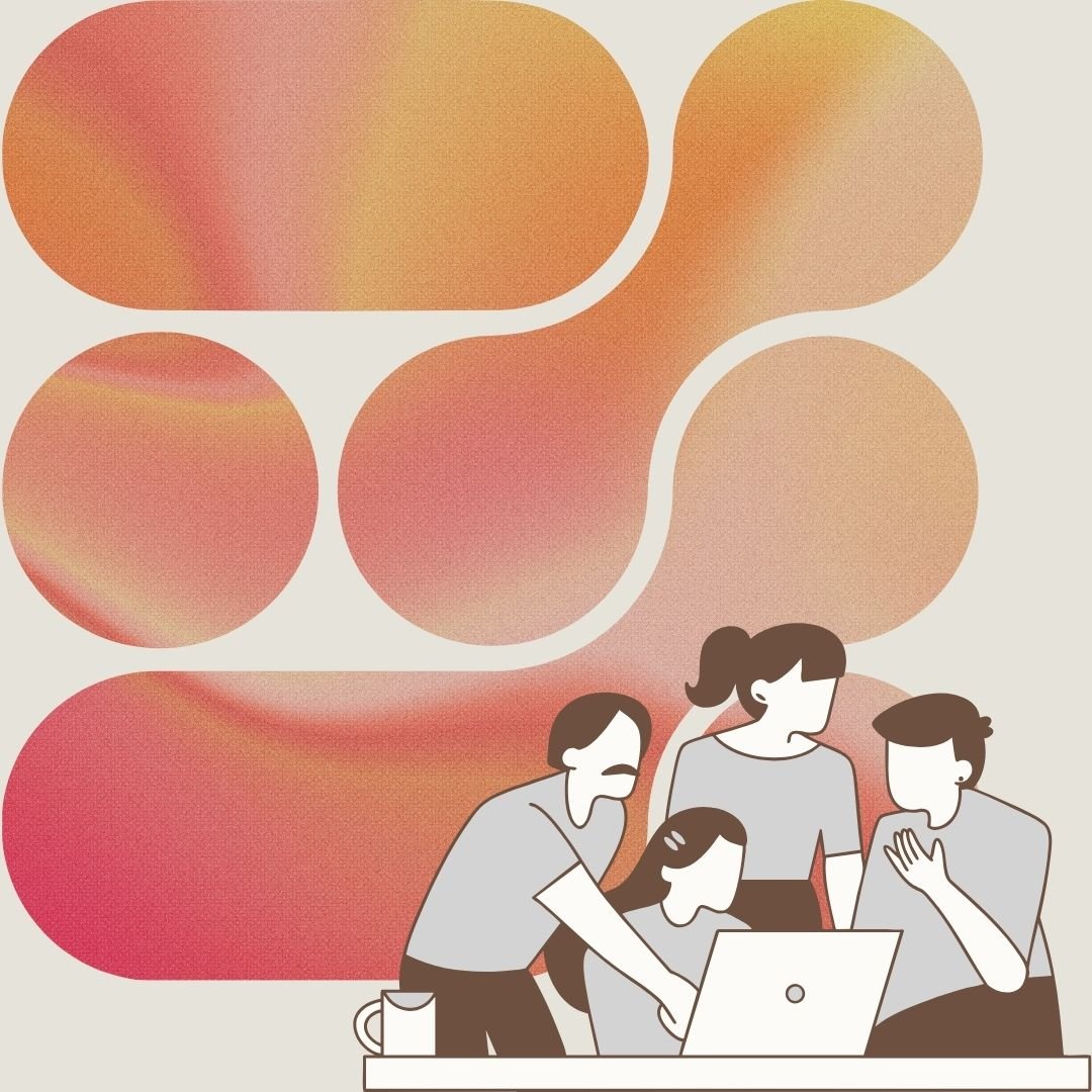 graphic of four people working