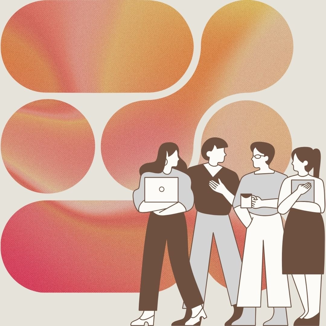 graphic of four people working