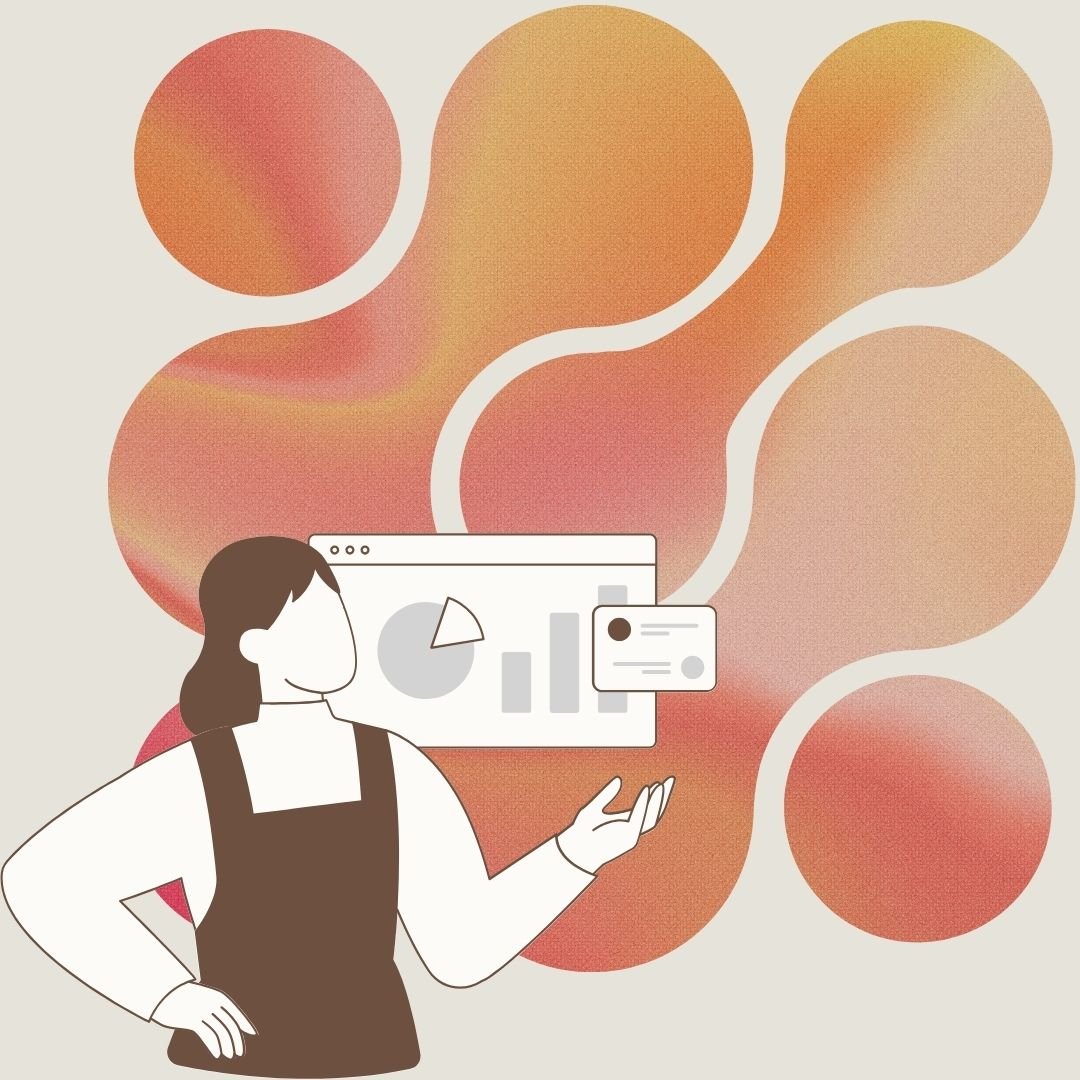graphic of person looking at ad analytics