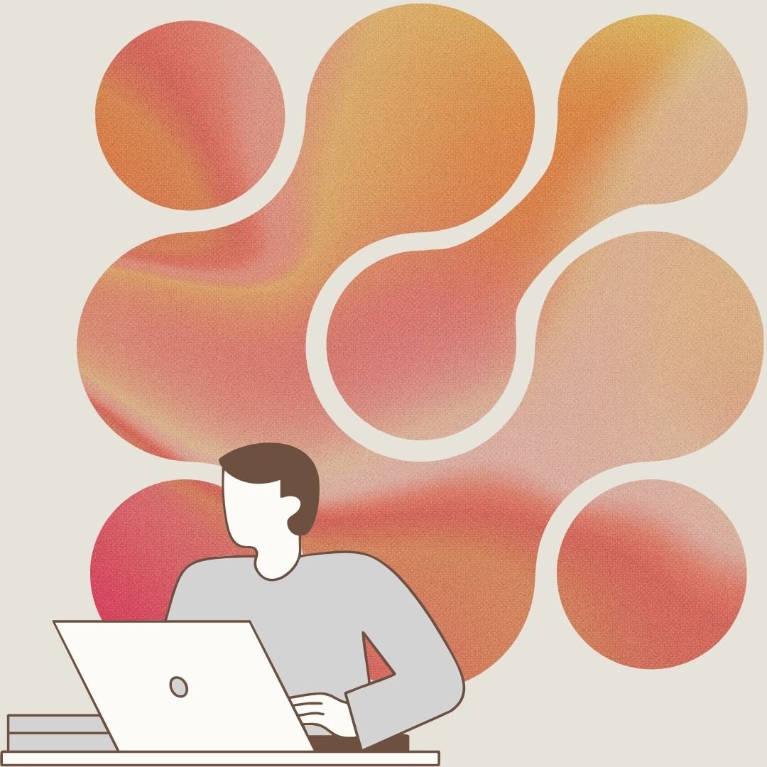 graphic of person on a computer